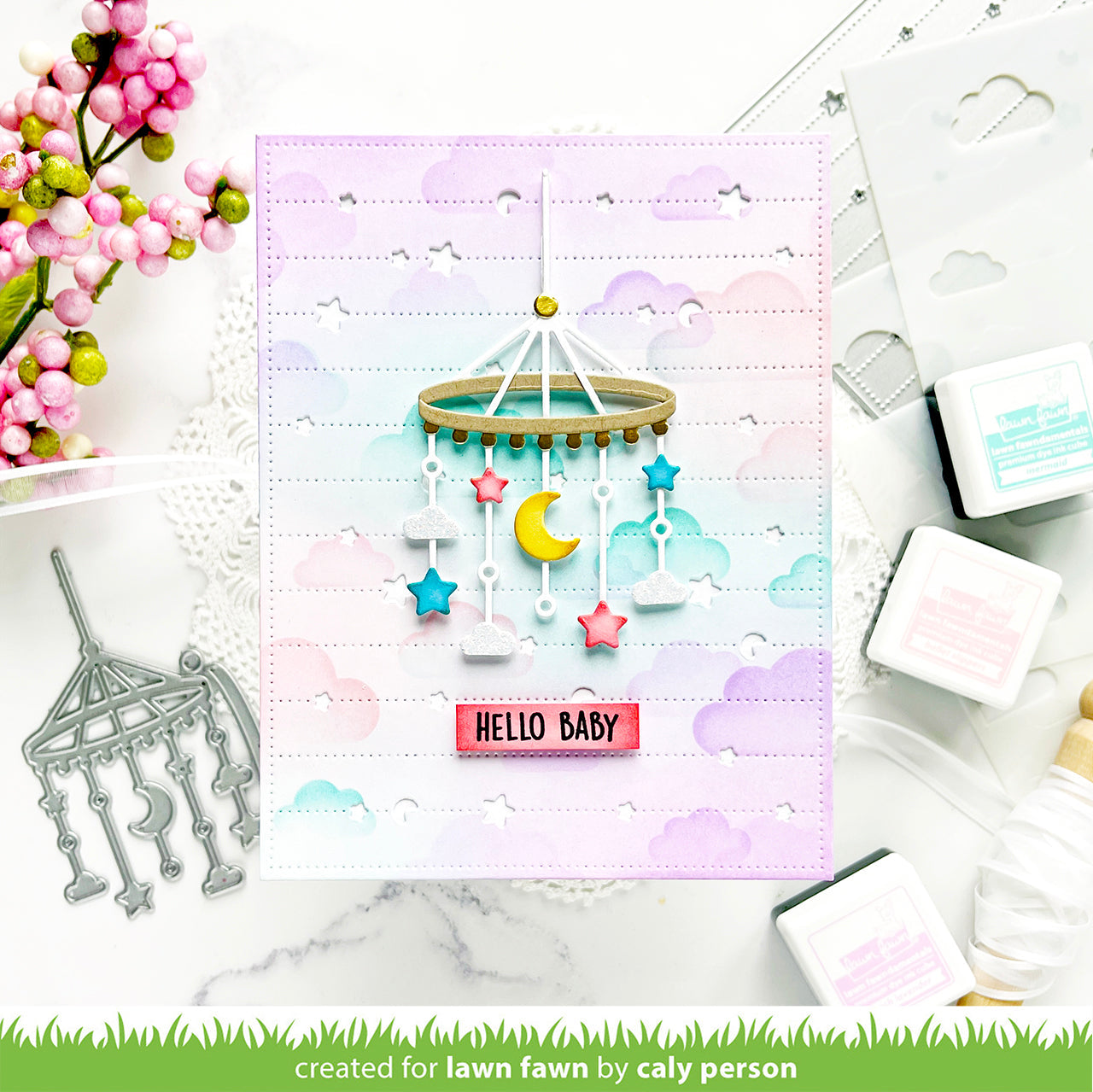 dotted moon and stars backdrop: landscape